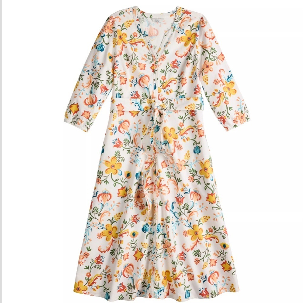 Floral Peasant Shirt Dress Size M - Picture 3 of 10
